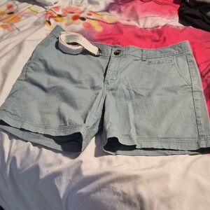 Dockers Pale Green Women's Bermuda Shorts with White Belt